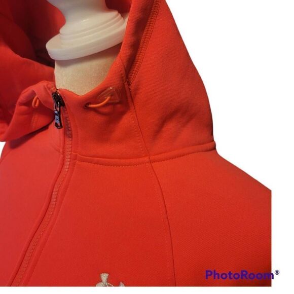 Under Armour UA Coldgear Full Zip Up Hoodie Orange Semi Fitted Womens Size PS - Picture 5 of 9